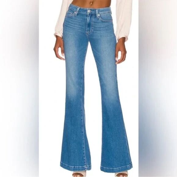 NWT Paige Genevieve High Rise Flares Jeans Golden Years 32 - Picture 1 of 12